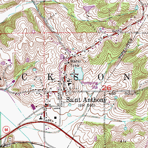 Topographic Map of Saint Anthony School Lake Dam, IN