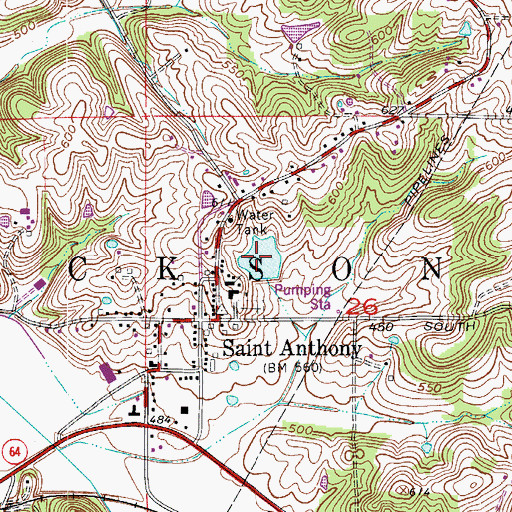 Topographic Map of Saint Anthony School Lake, IN