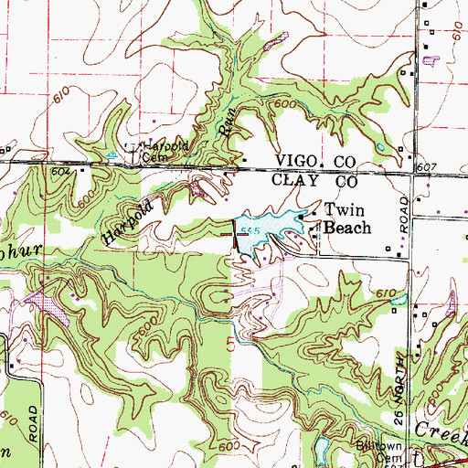 Topographic Map of Twin Beach Lake Dam, IN
