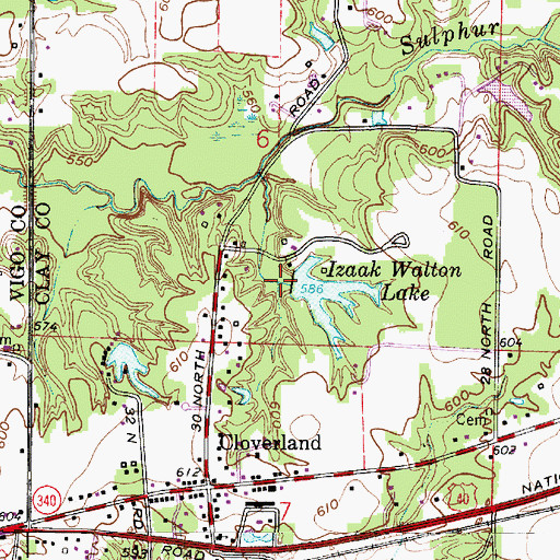 Topographic Map of Izaak Walton Lake Dam, IN