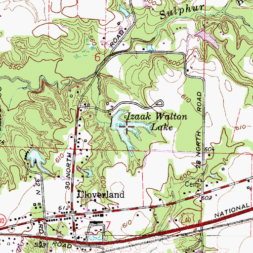 Topographic Map of Izaak Walton Lake, IN