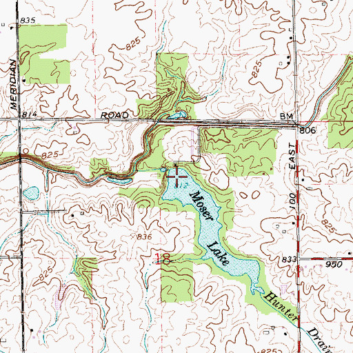 Topographic Map of Moser Lake Dam, IN