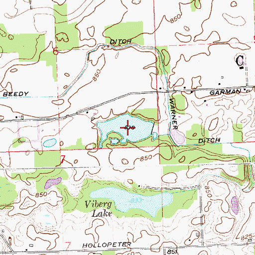 Topographic Map of Beedy Lake, IN