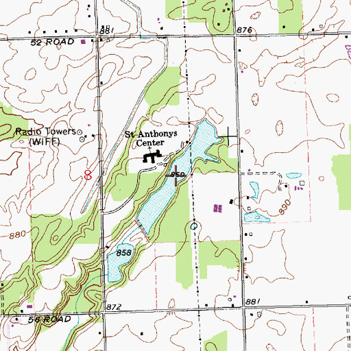 Topographic Map of Saint Anthonys Center Lake, IN