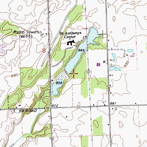 Topographic Map of Saint Anthonys Center Lake Dam, IN