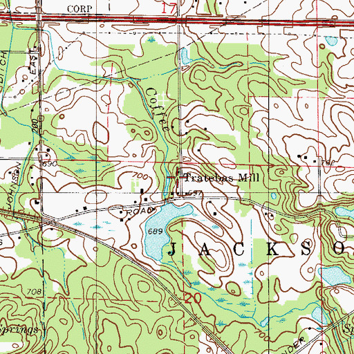 Topographic Map of Traekabas Mill Dam, IN