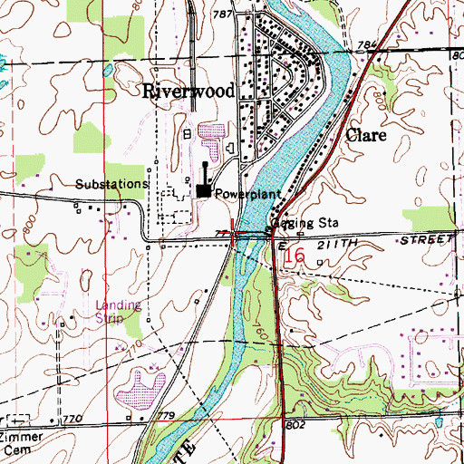 Topographic Map of Riverwood Power Dam, IN