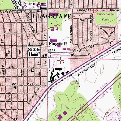 Topographic Map of Flagstaff Post Office, AZ