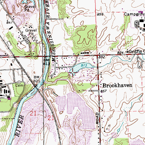 Topographic Map of Brookhaven Addition Lake Dam, IN