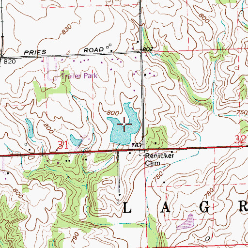 Topographic Map of J Camberlain Pond, IN