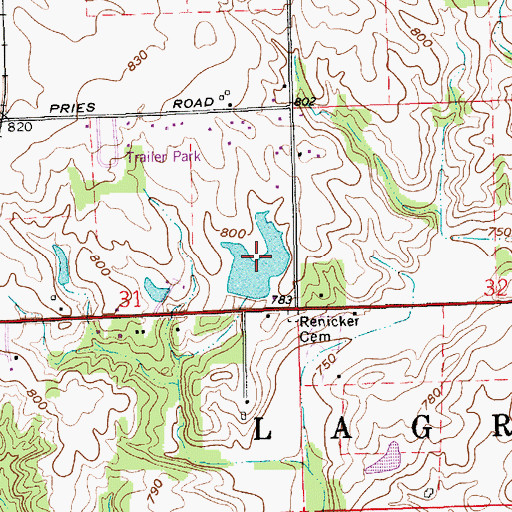 Topographic Map of J Camberlain Pond, IN