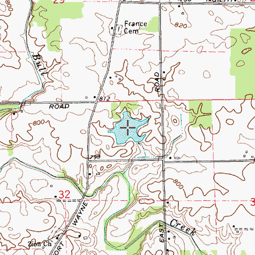 Topographic Map of Timber Lake, IN
