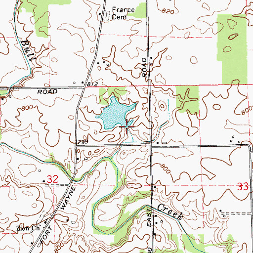 Topographic Map of Timber Lake Dam, IN