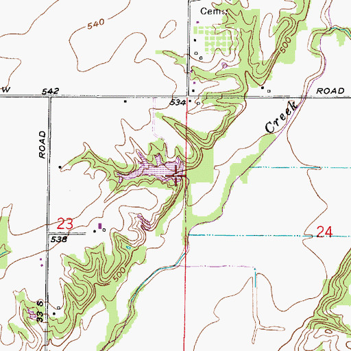 Topographic Map of Wadsworth Lake Dam, IN