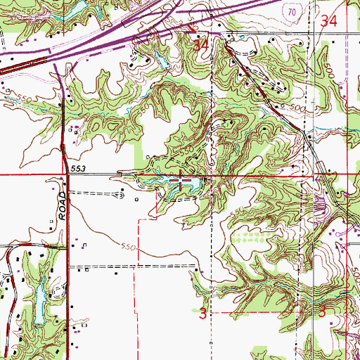 Topographic Map of Kieweg Lake, IN
