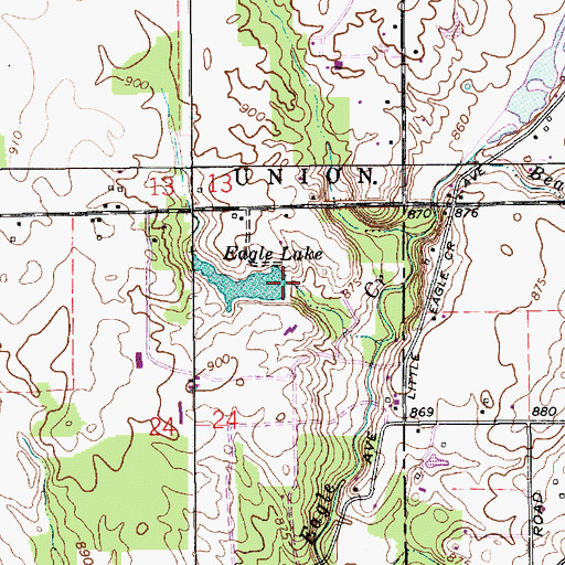 Topographic Map of Eagle Lake Dam, IN