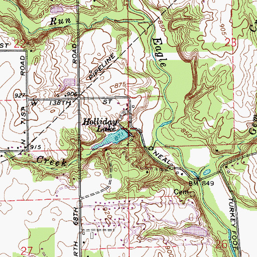 Topographic Map of Holliday Lake Dam, IN