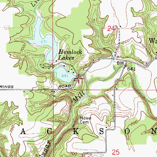 Topographic Map of Hemlock Lakes Dam South, IN