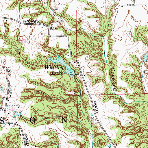 Topographic Map of Whitley Lake Dam, IN