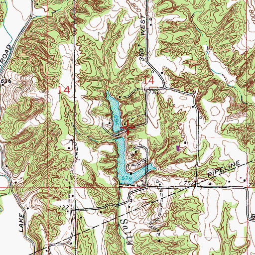 Topographic Map of Smith Lake Dam, IN