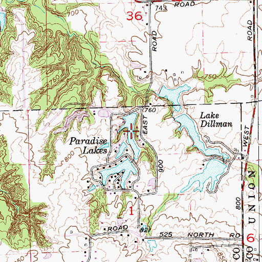 Topographic Map of Lower Paradise Lake, IN