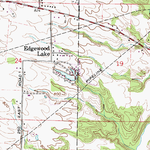 Topographic Map of Edgewood Lake Dam, IN