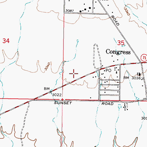 Topographic Map of Congress Post Office, AZ