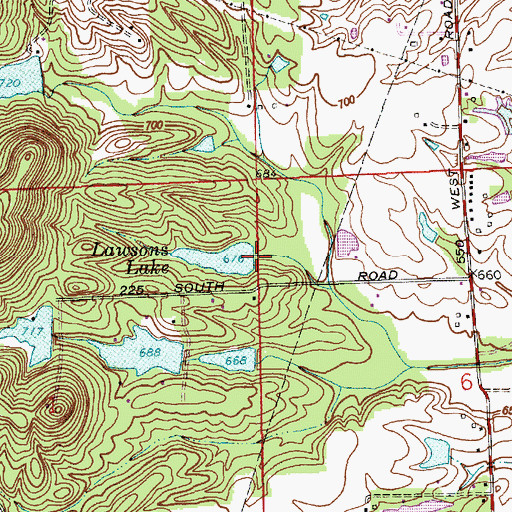 Topographic Map of Lawsons Lake Dam, IN
