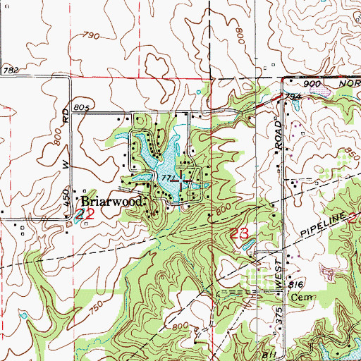 Topographic Map of Briarwood Lake Dam, IN