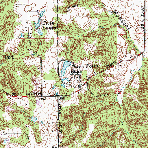 Topographic Map of Three Point Lake Dam, IN