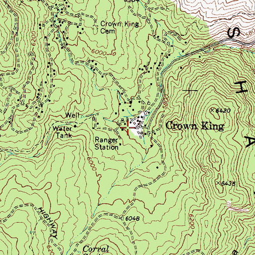 Topographic Map of Crown King Post Office, AZ