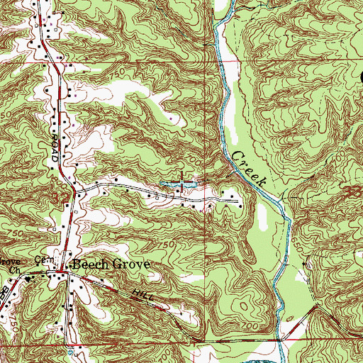 Topographic Map of Monical Lake, IN