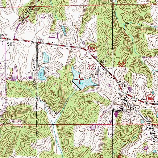 Topographic Map of Briedenbaugh Lake Dam, IN