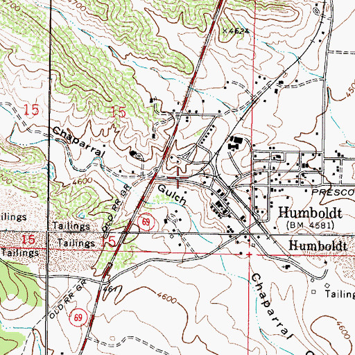Topographic Map of Humboldt Post Office, AZ