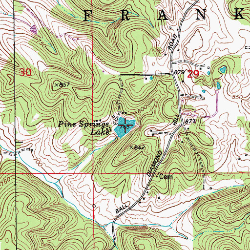 Topographic Map of Pine Springs Lake, IN