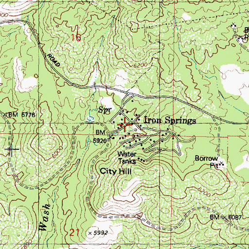 Topographic Map of Iron Springs Post Office, AZ