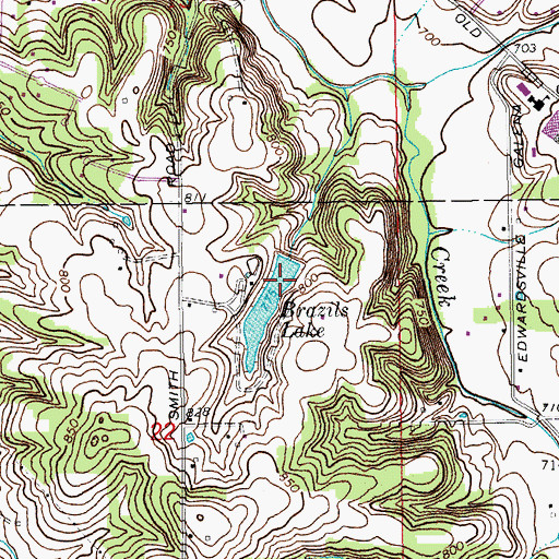 Topographic Map of Brazils Lake Dam, IN
