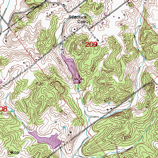 Topographic Map of Shady Hollow Lake Dam, IN