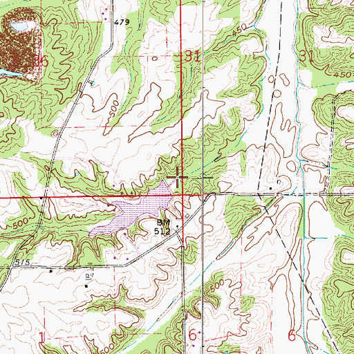 Topographic Map of Oxley Lake Dam, IN