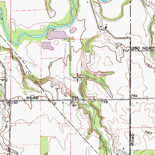 Topographic Map of Rutan Farms Lake Dam, IN
