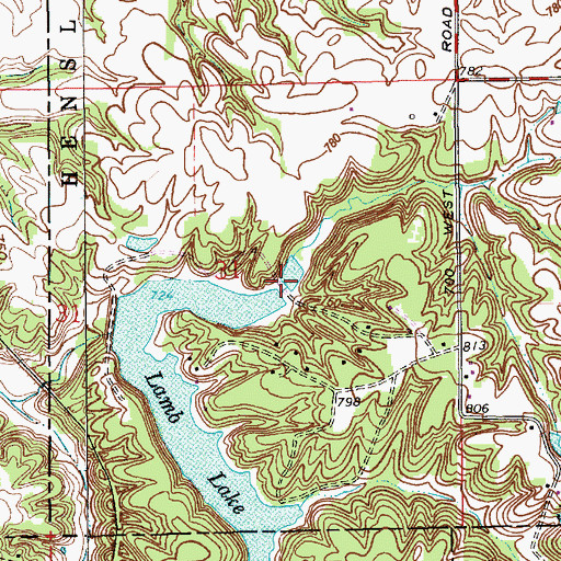 Topographic Map of Lamb Lake Estates Dam, IN