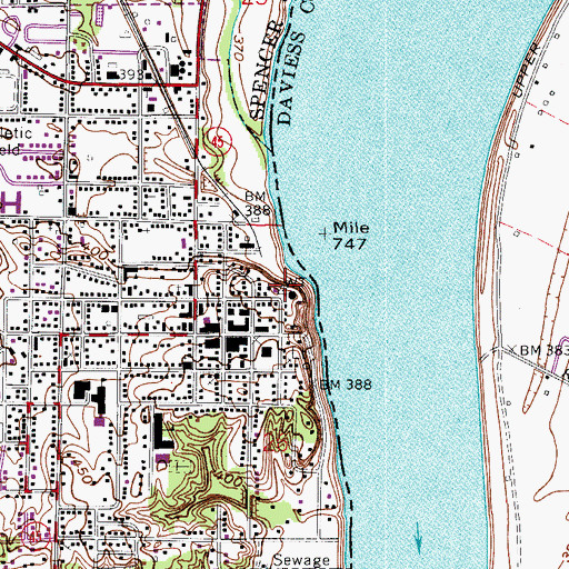 Topographic Map of Hanging Rock, IN