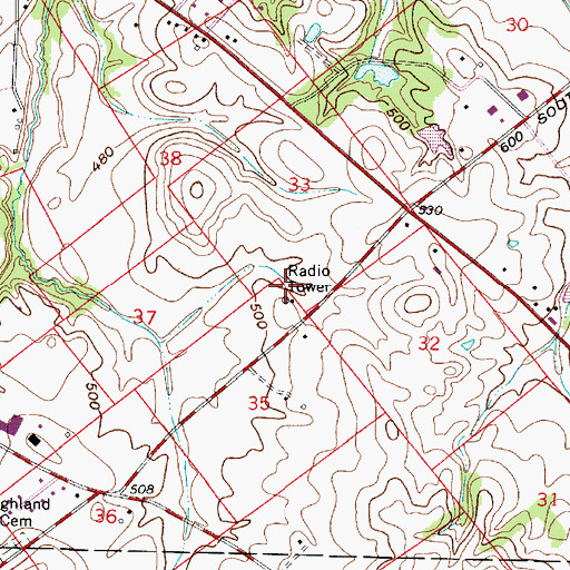 Topographic Map of WVUB-FM (Vincennes), IN