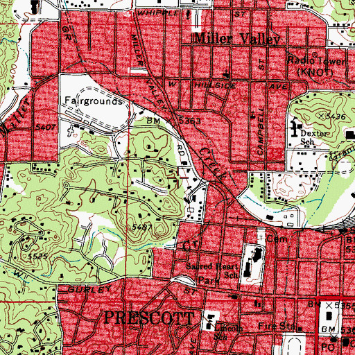 Topographic Map of Prescott Post Office, AZ