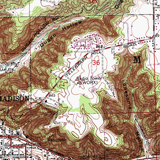 Topographic Map of WCJC-FM (Madison), IN