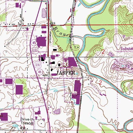 Topographic Map of WBDC-FM (Huntingburg), IN