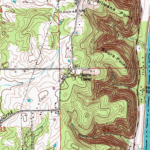 Topographic Map of WQMF-FM (Jeffersonville), IN