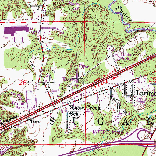 Topographic Map of WVTS-FM (Terre Haute), IN
