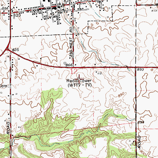 Topographic Map of WGTC-FM (Bloomington), IN