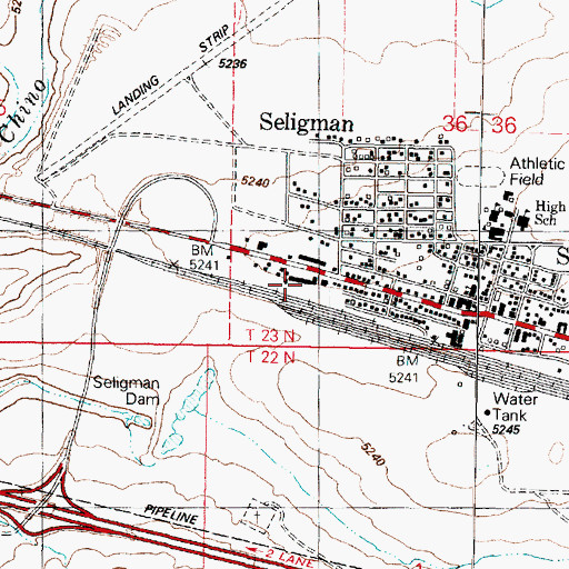 Topographic Map of Seligman Post Office, AZ